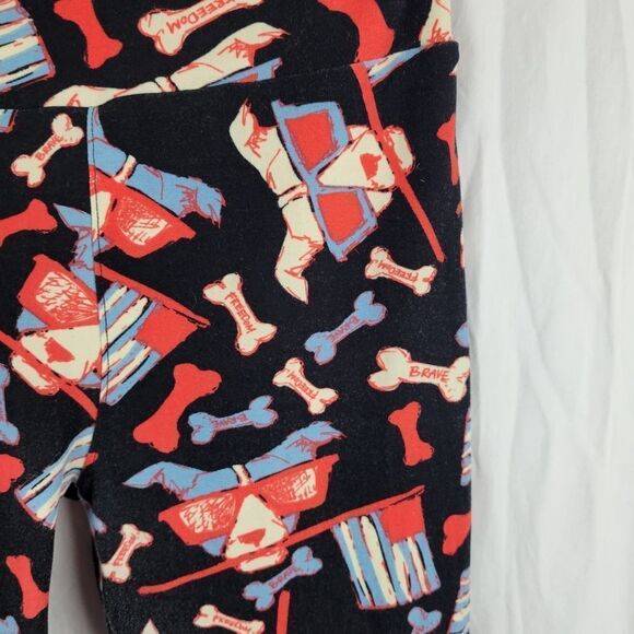 LuLaRoe Pitbull Puppy Celebrate‎ Freedom Leggings One Size Fits All - Picture 3 of 4